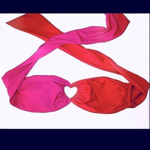 Two Toned Heart Bandeau Bikini Top
